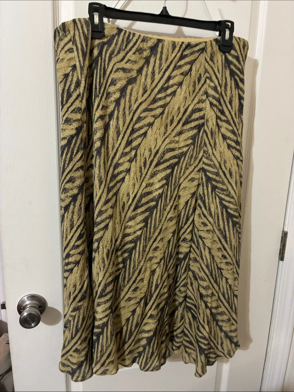 Lauren Ralph Lauren Tangiers Silk Linen Skirt gold black Midi skirt
